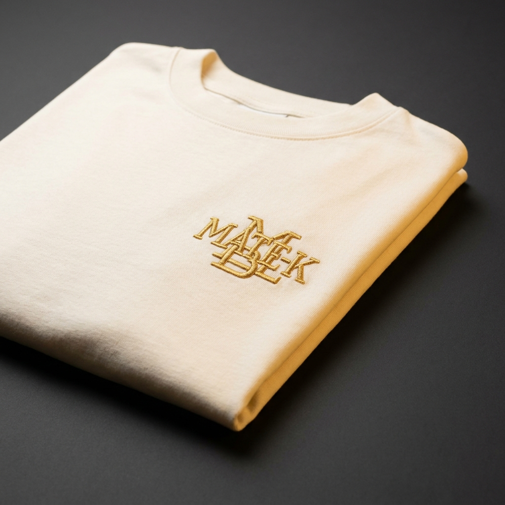 Founder Tee — cream, gold MATE-K monogram