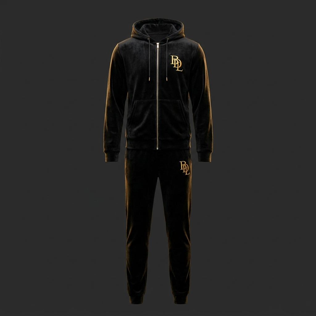 Premium Velvet Set — black velour two-piece