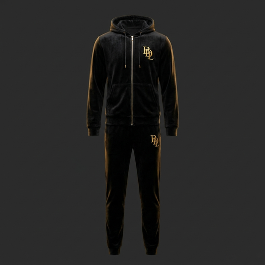 Premium Velvet Set — black velour two-piece